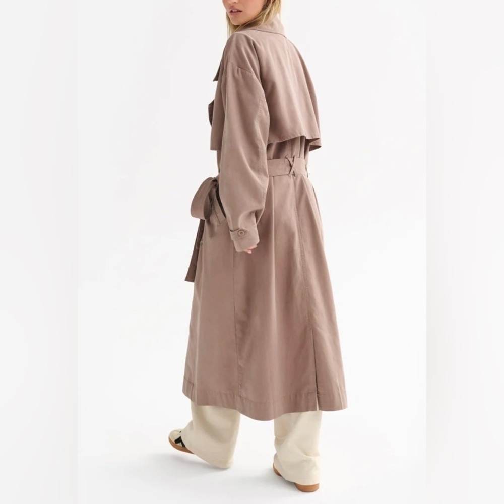 MATE the Label Tencel Twill Trench Coat Sz XS/S Mushroom Brown - Picture 7 of 11